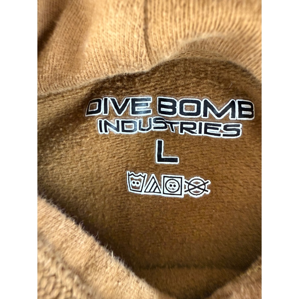 Dive Bomb Industries Hoodie Mens Large Brown Pullover Duck Bomb Graphic Fleece - Picture 7 of 10